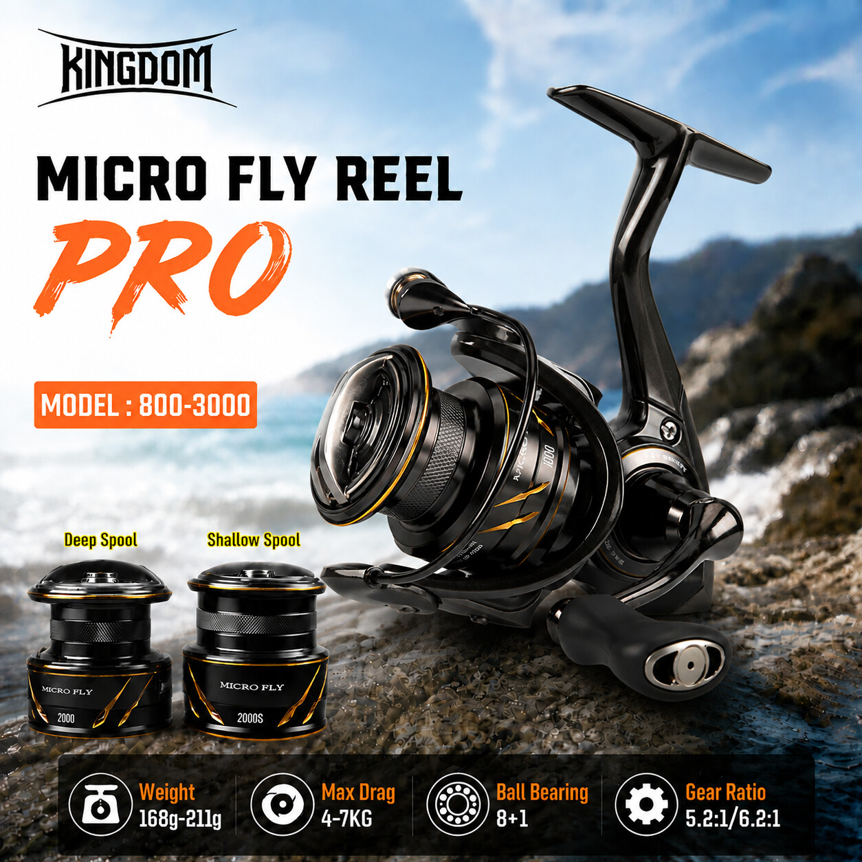 Shimano Reel Stradic - بكرة صيد دوارة Kingdom Micro Fly