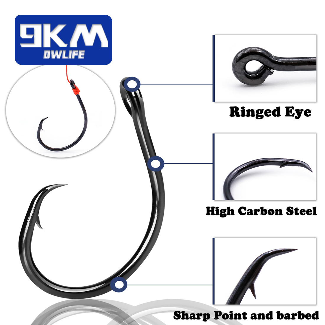 9KM 25-50 قطعة من خطافات الصيد - مراجعة Fishing Hook Circle وسعره
