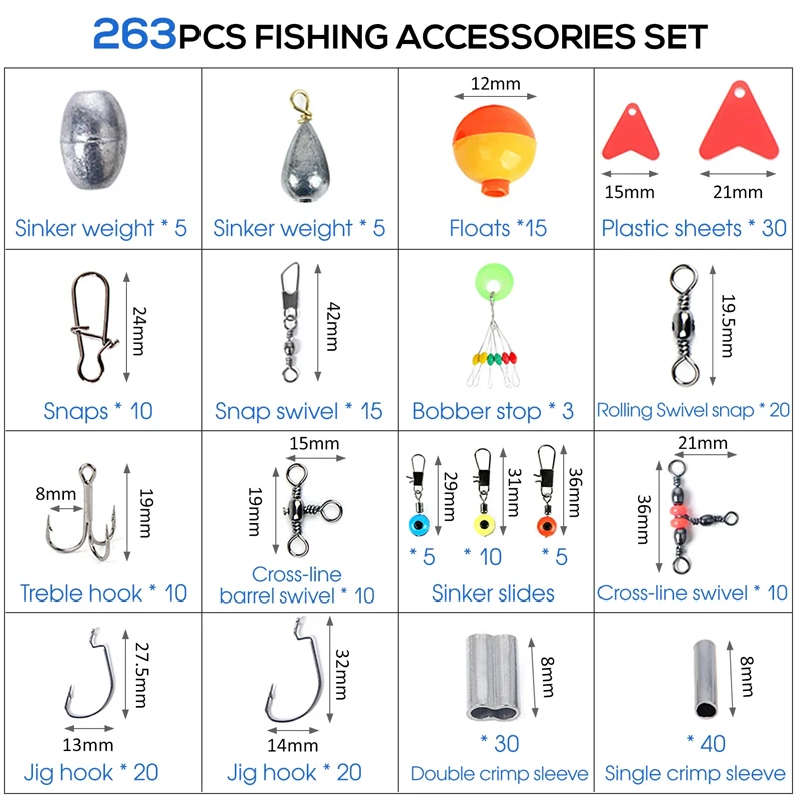 263 قطعة مجموعة ملحقات الصيد ف - مراجعة Fishing Hook Jig وسعره