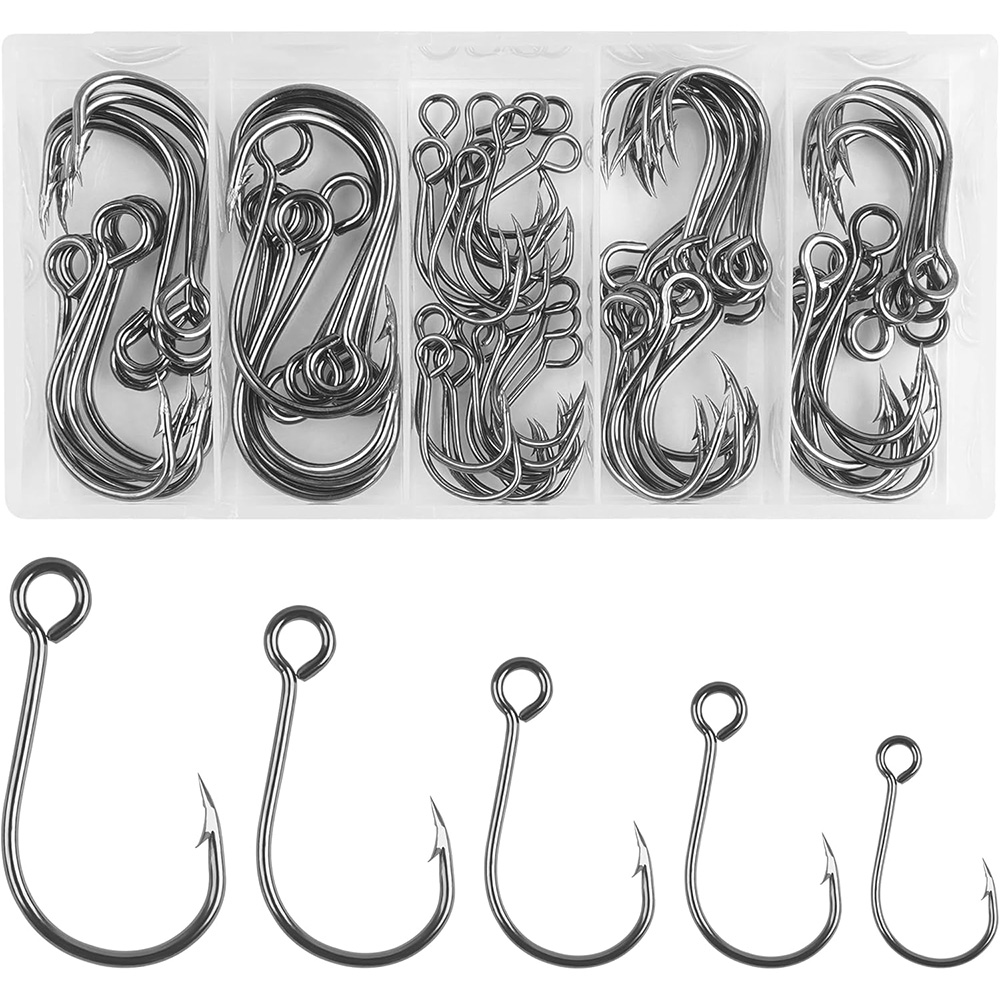 70 قطعة خطاف واحد مضمن لصيد ال - مراجعة Fishing Hook Circle وسعره